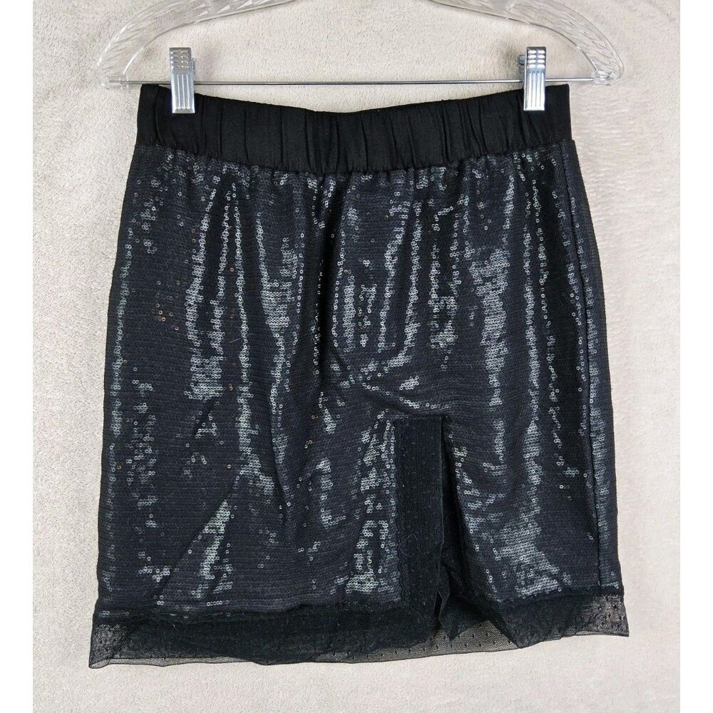Diane Von Furstenberg Women's Silk Sequins Front Slit Black Skirt Size S